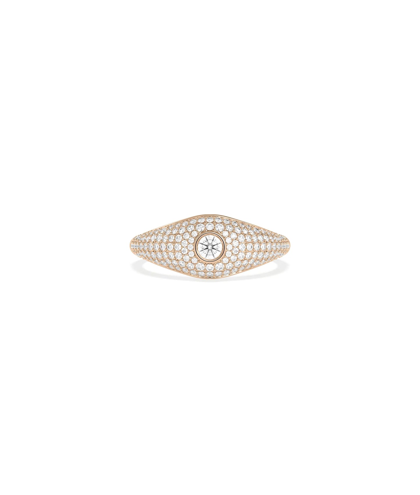 Rose gold Diamond Solitaire and Pave Dome Ring featuring solitaire and dome sparkle