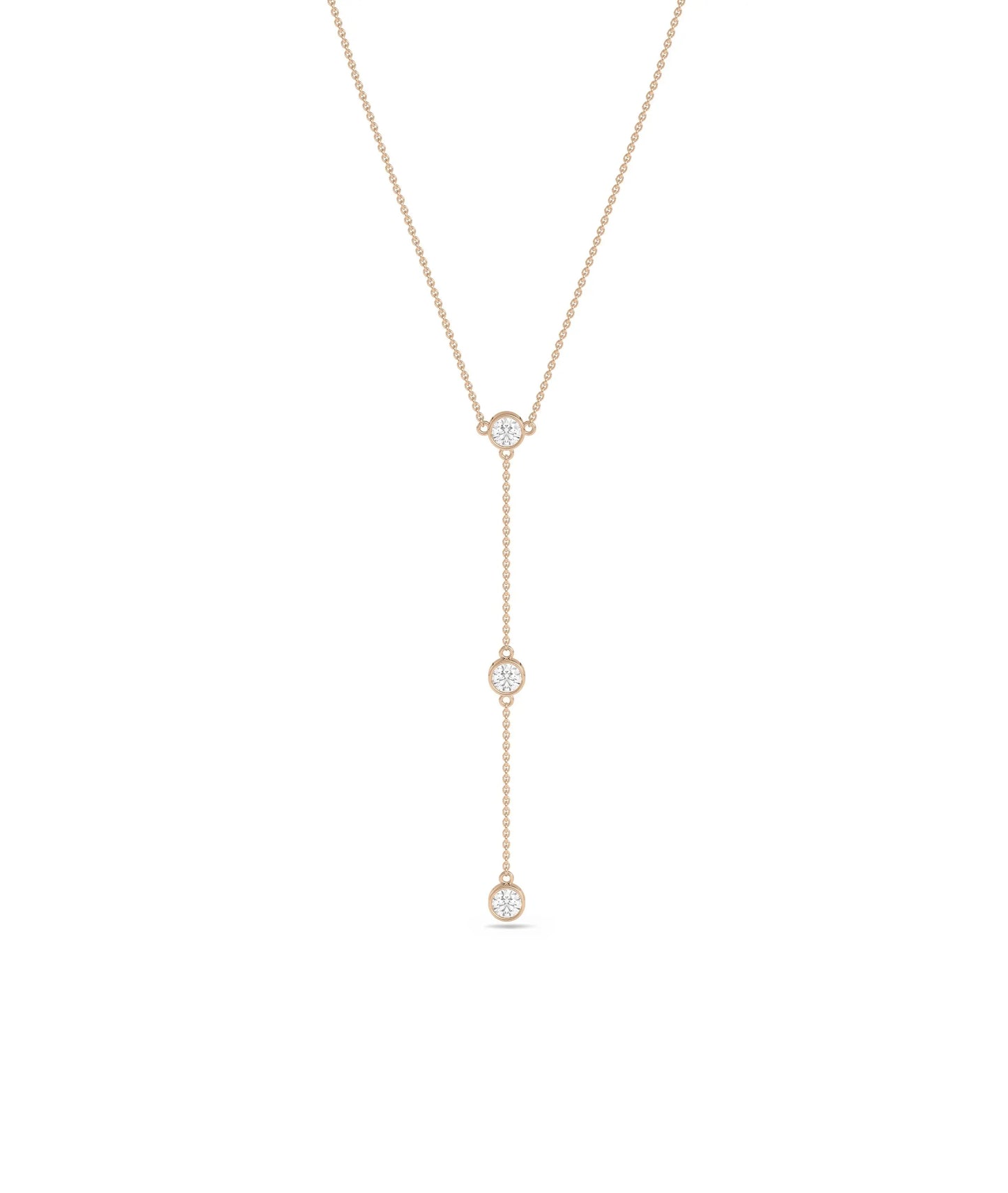 Rose gold 3 Diamond Solitaire Dangle featuring brilliance