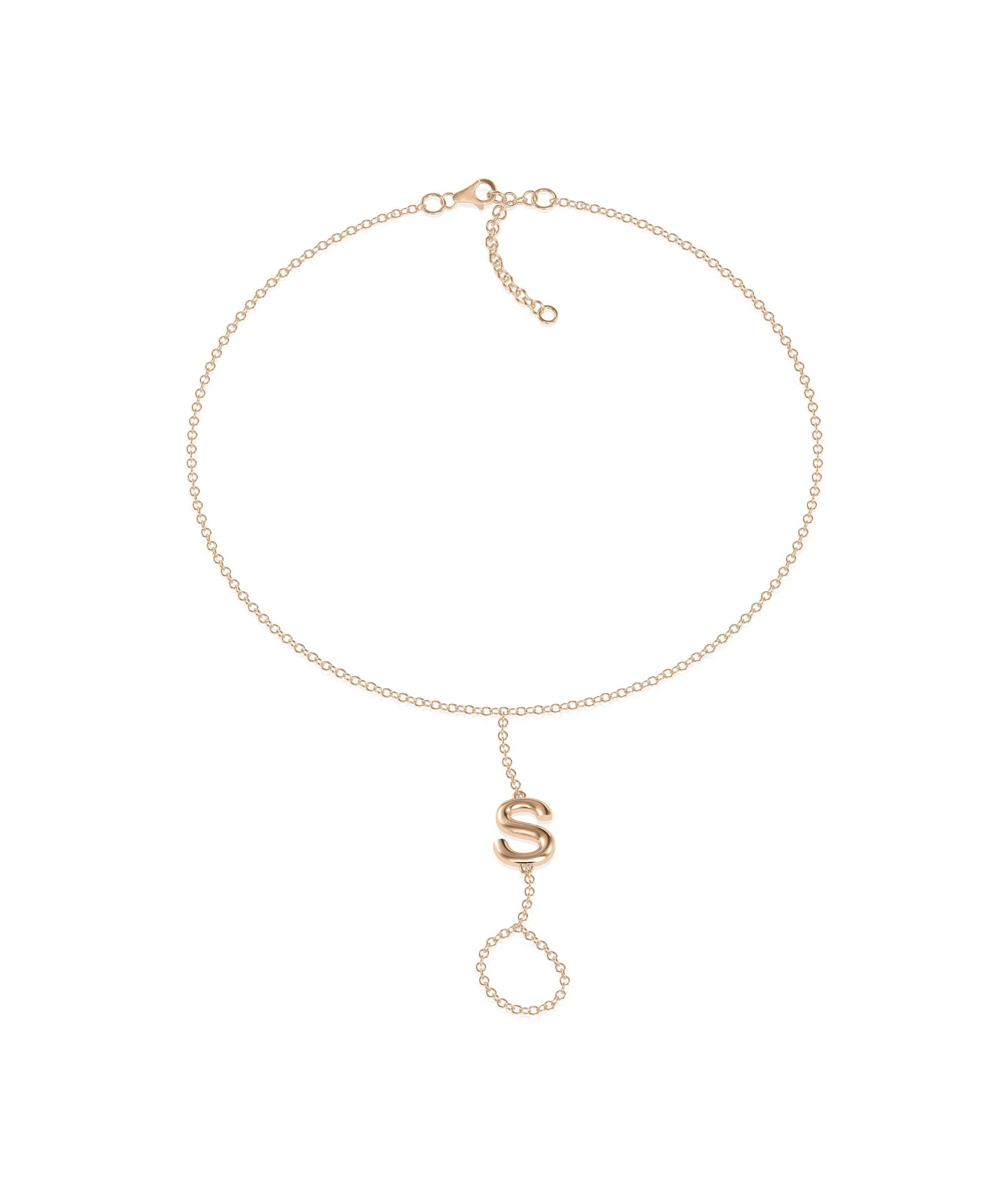 Rose gold Custom Initial Hand Ring featuring handcrafted detail