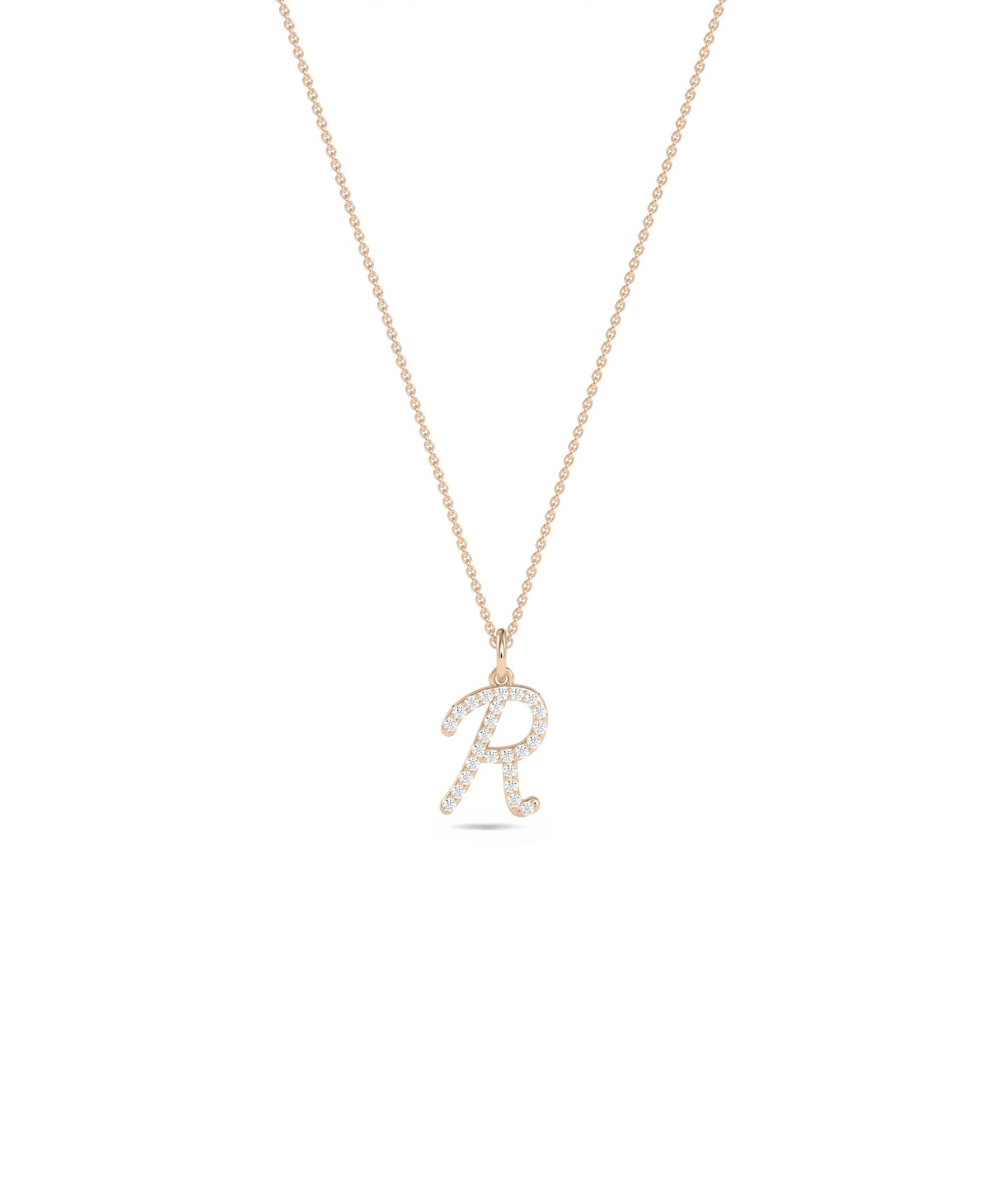 Rose gold Diamond Pave Initial Charm featuring brilliance