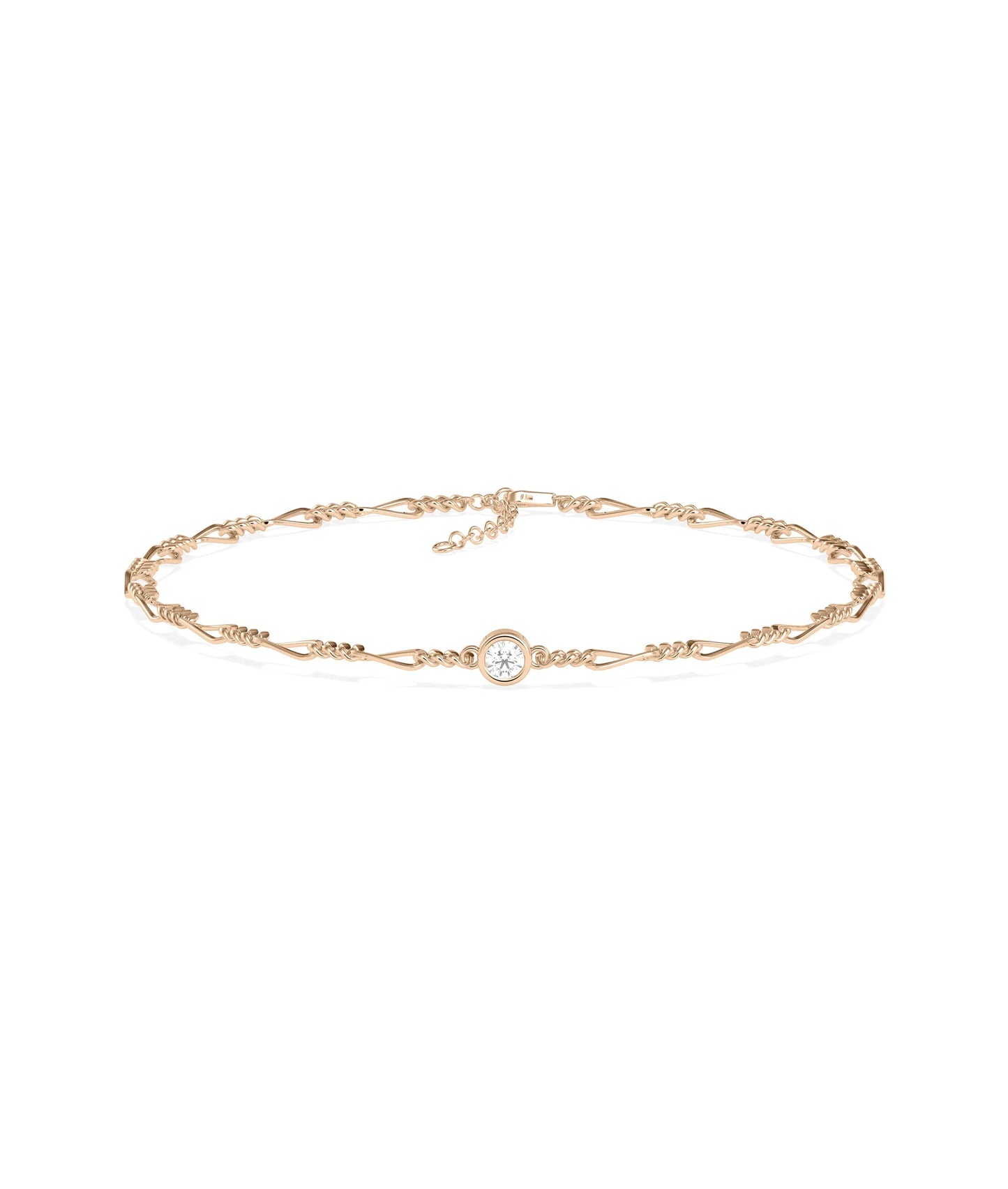 Diamond Solitaire Twist Chain Bracelet - 79e | Everyday 14K Gold Jewelry