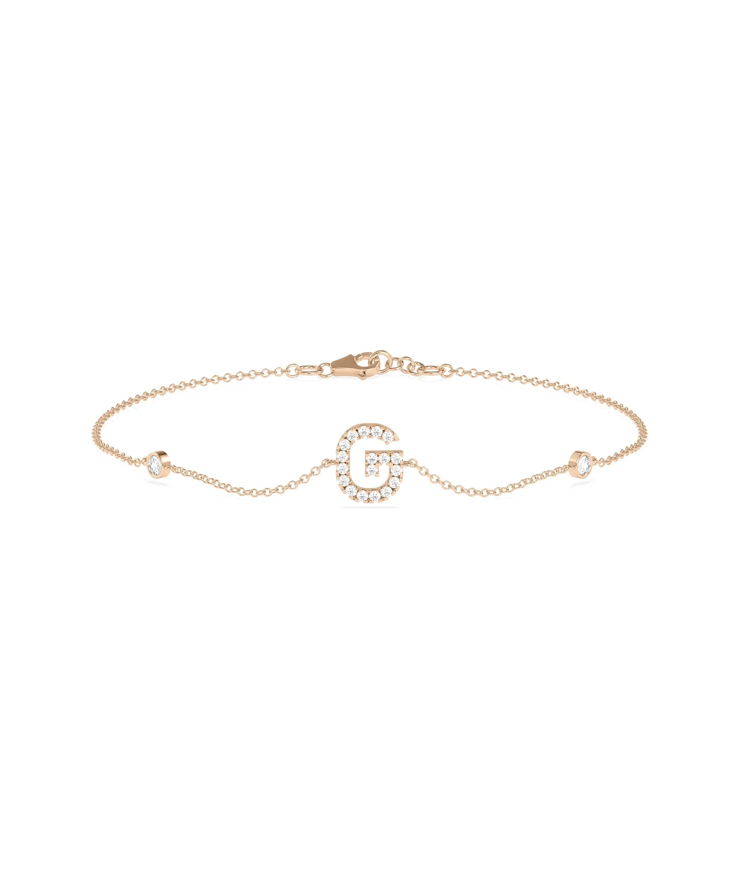 Diamond Initial Cable Link Bracelet - 79e | Everyday 14K Gold Jewelry