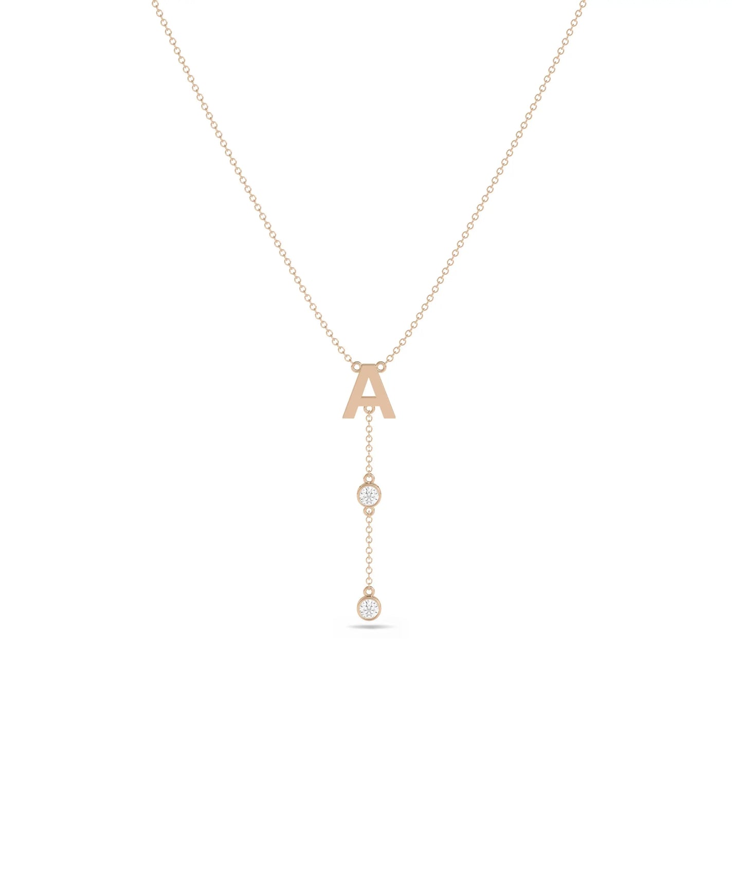 Rose gold Initial Diamond Dangle featuring sparkle