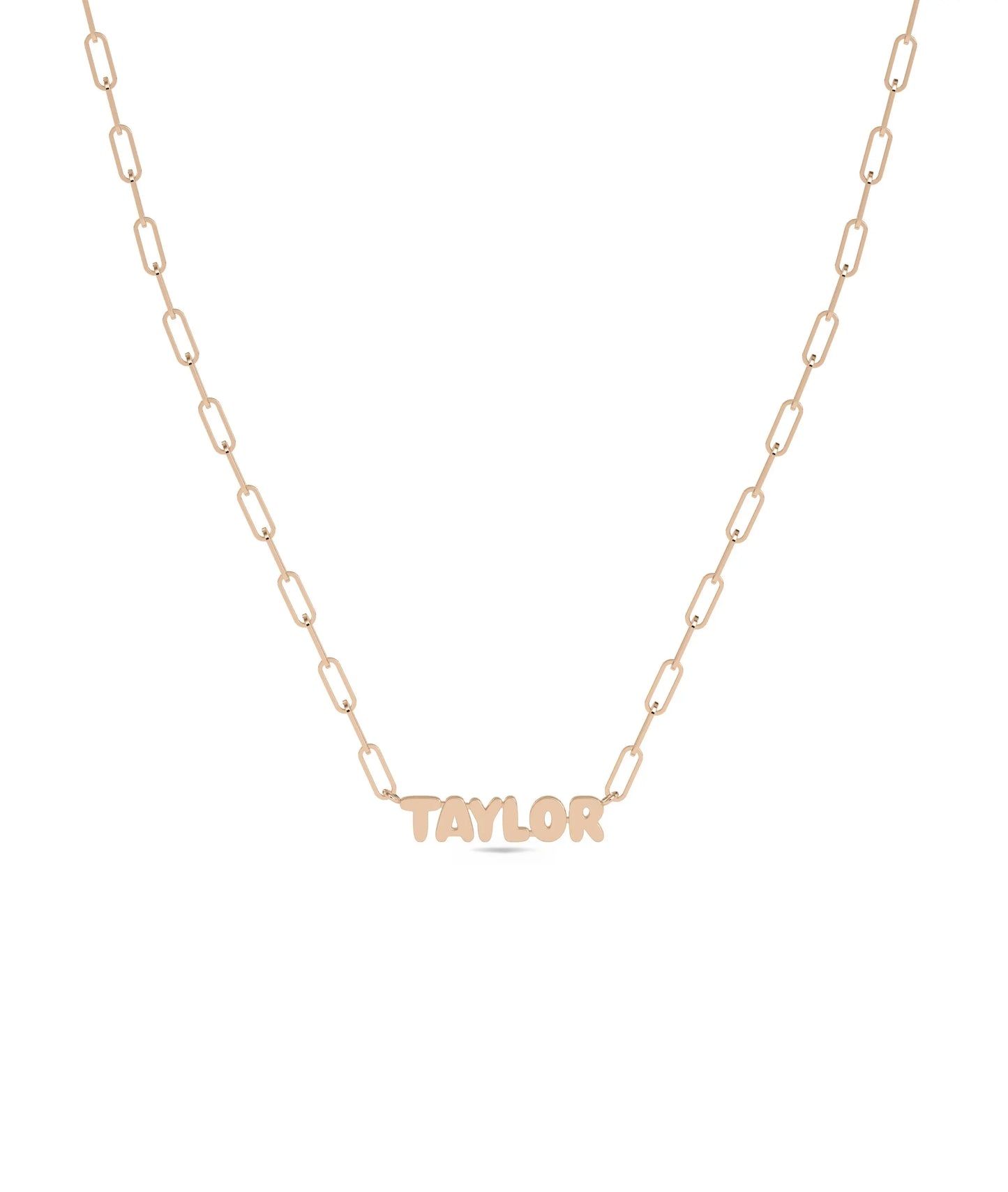 Rose gold Custom Gold Name Paper Clip Chain Necklace with personalized name
