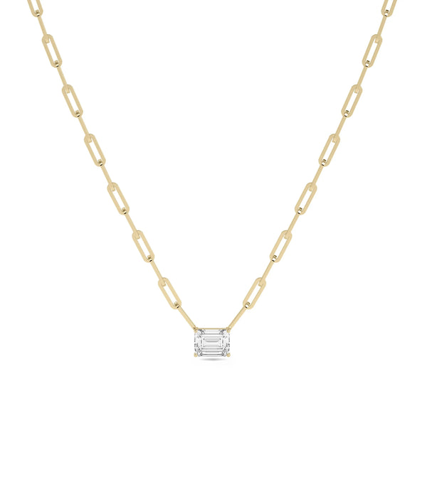 Lab Diamond Solitaire Paper Clip yellow gold modern sustainable luxury
