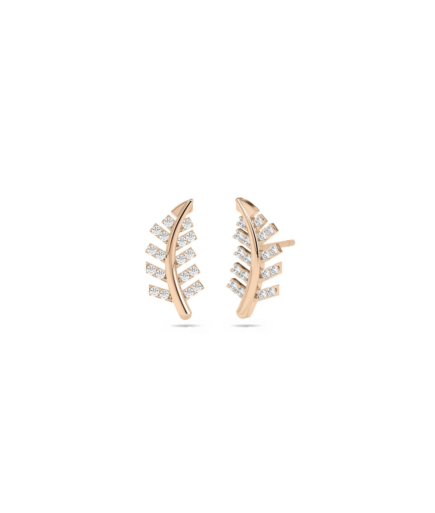 Diamond Leaf Stud Earring - 79e | Everyday 14K Gold Jewelry