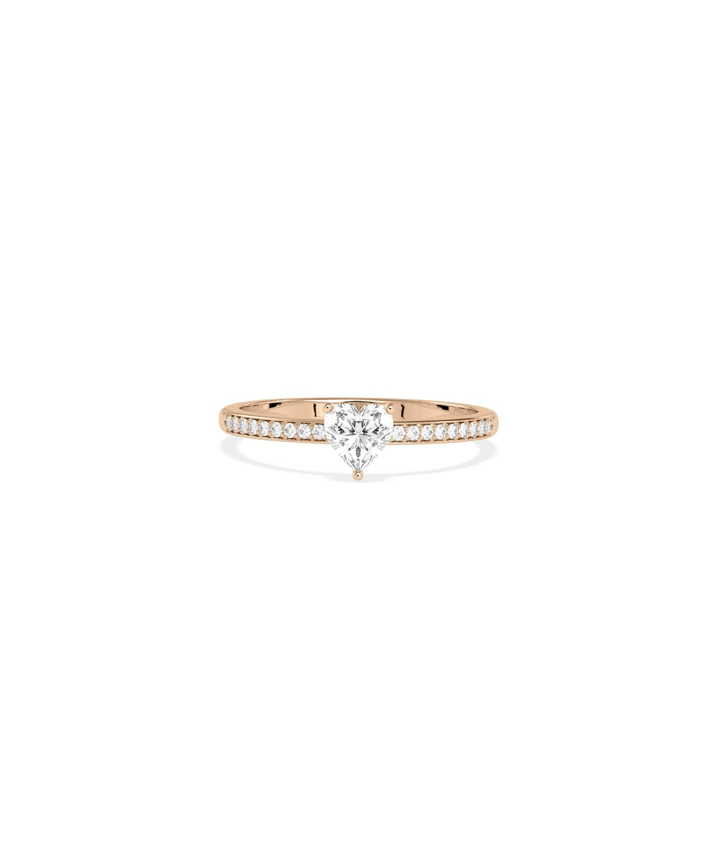 Rose gold Diamond Solitaire and Pave Band Ring with center stone and accents