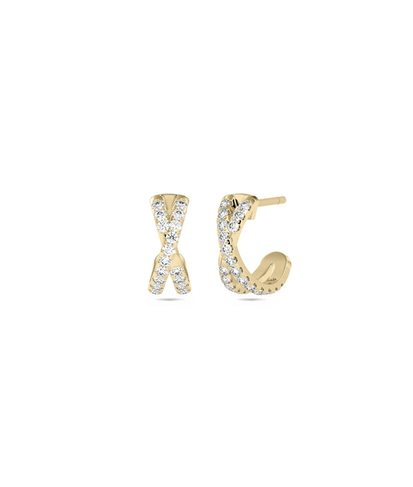 Diamond Criss Cross Earrings - 79e | Everyday 14K Gold Jewelry