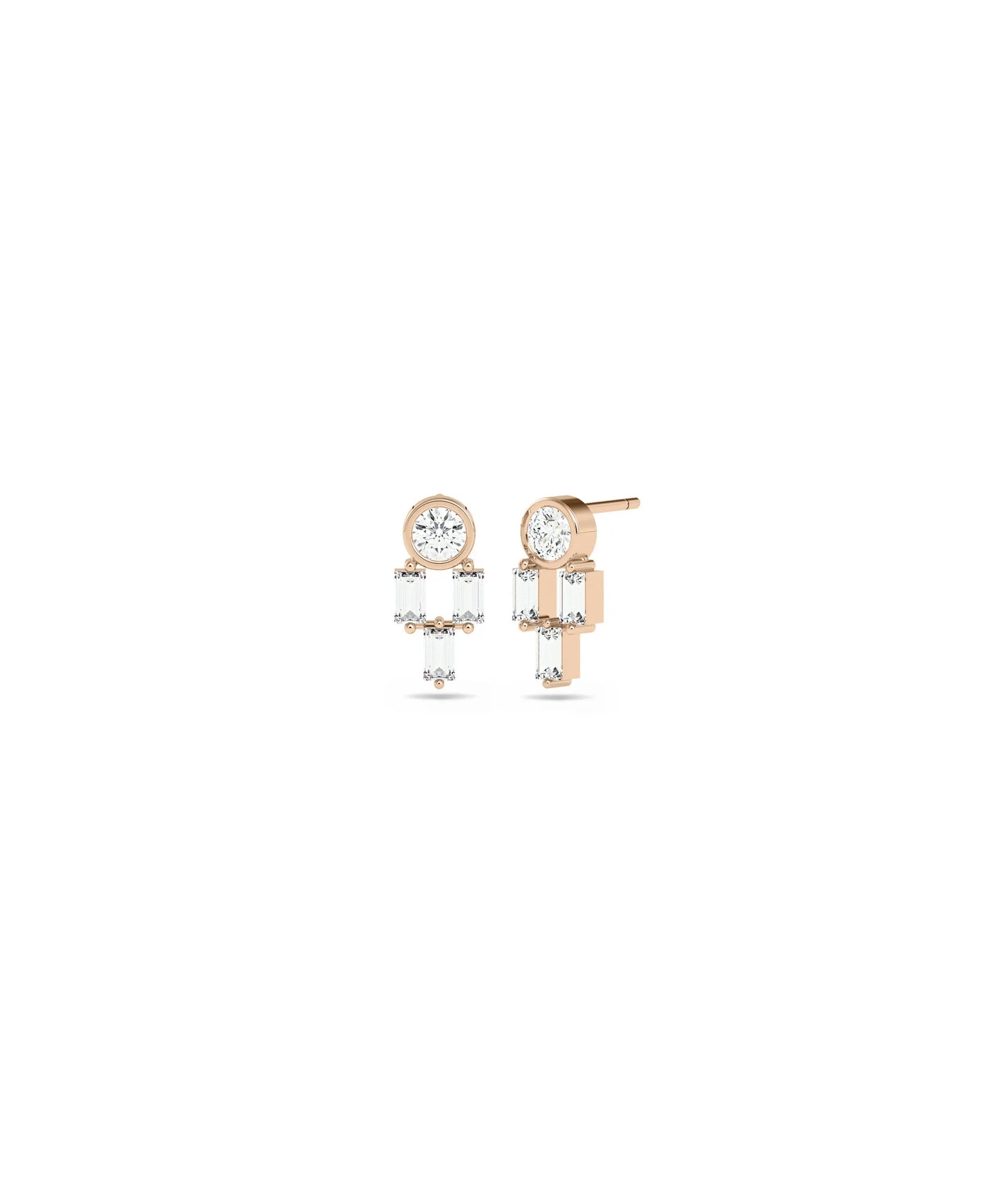 Rose gold Diamond Stud Earring with timeless round brilliant diamonds