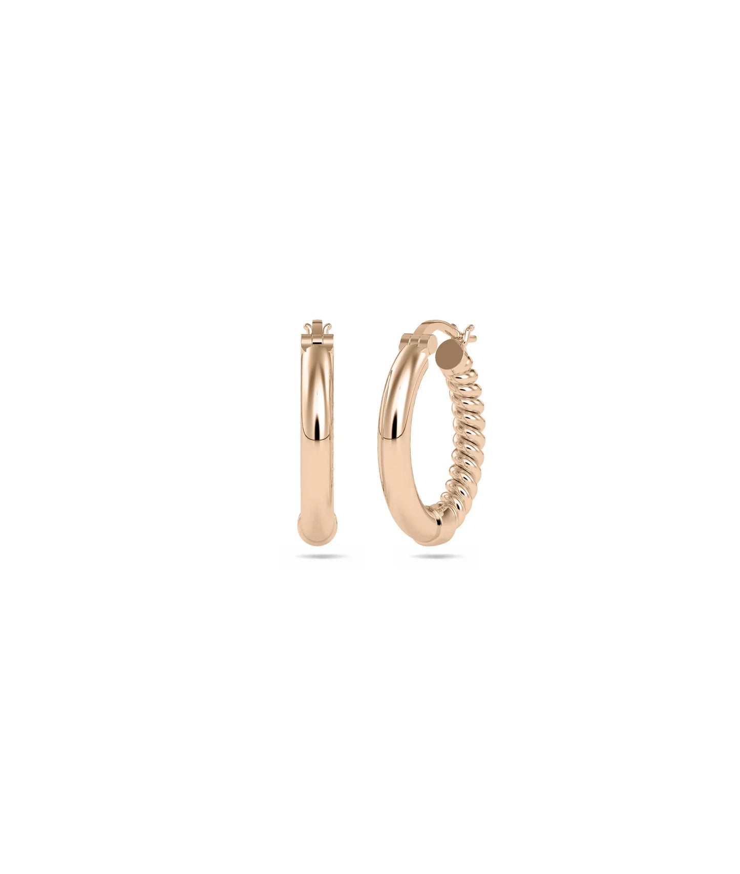 Gold and Fluted Hoop Earring - 79e | Everyday 14K Gold Jewelry