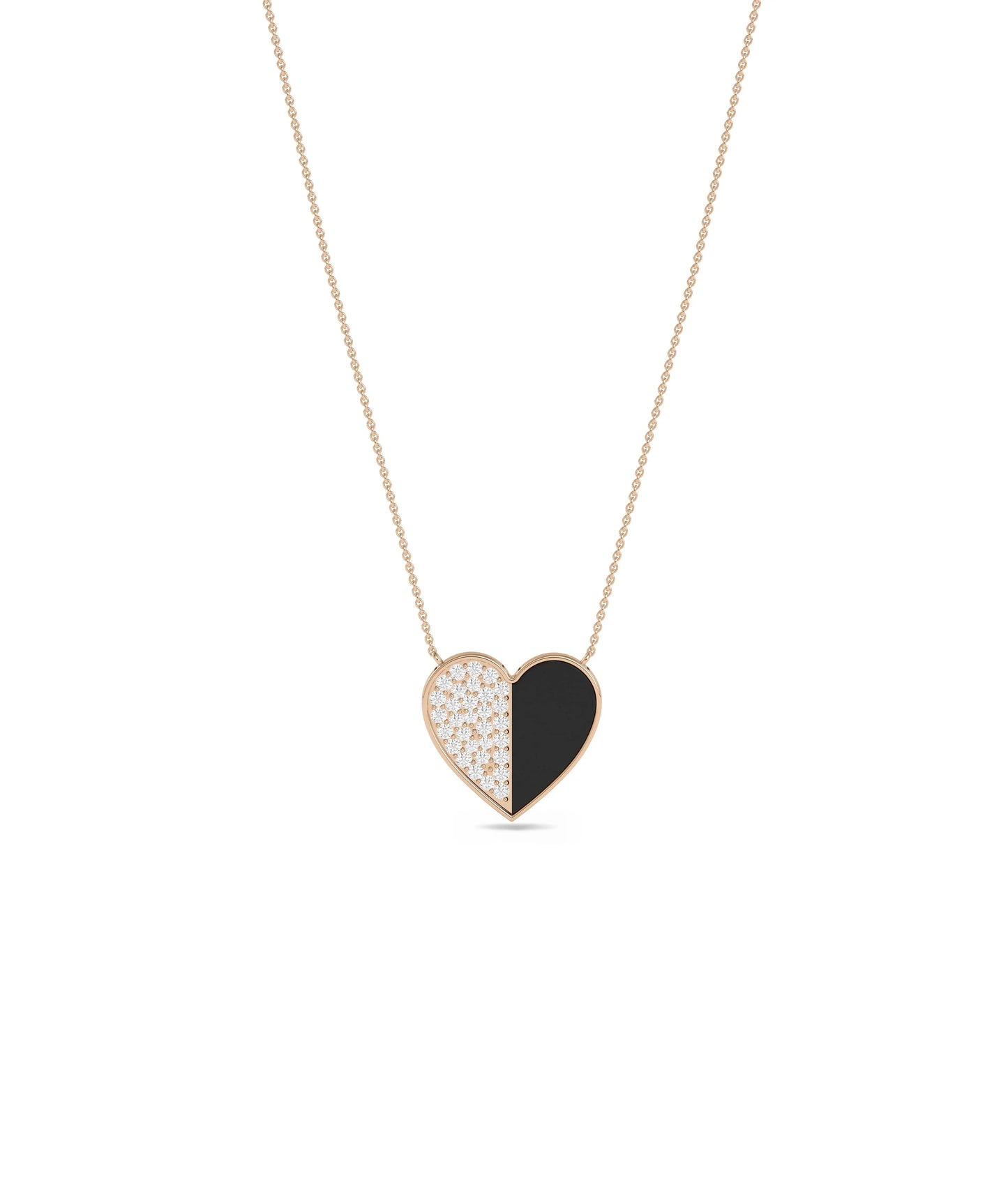 Rose gold Half Diamond Half Enamel Heart featuring color sparkle