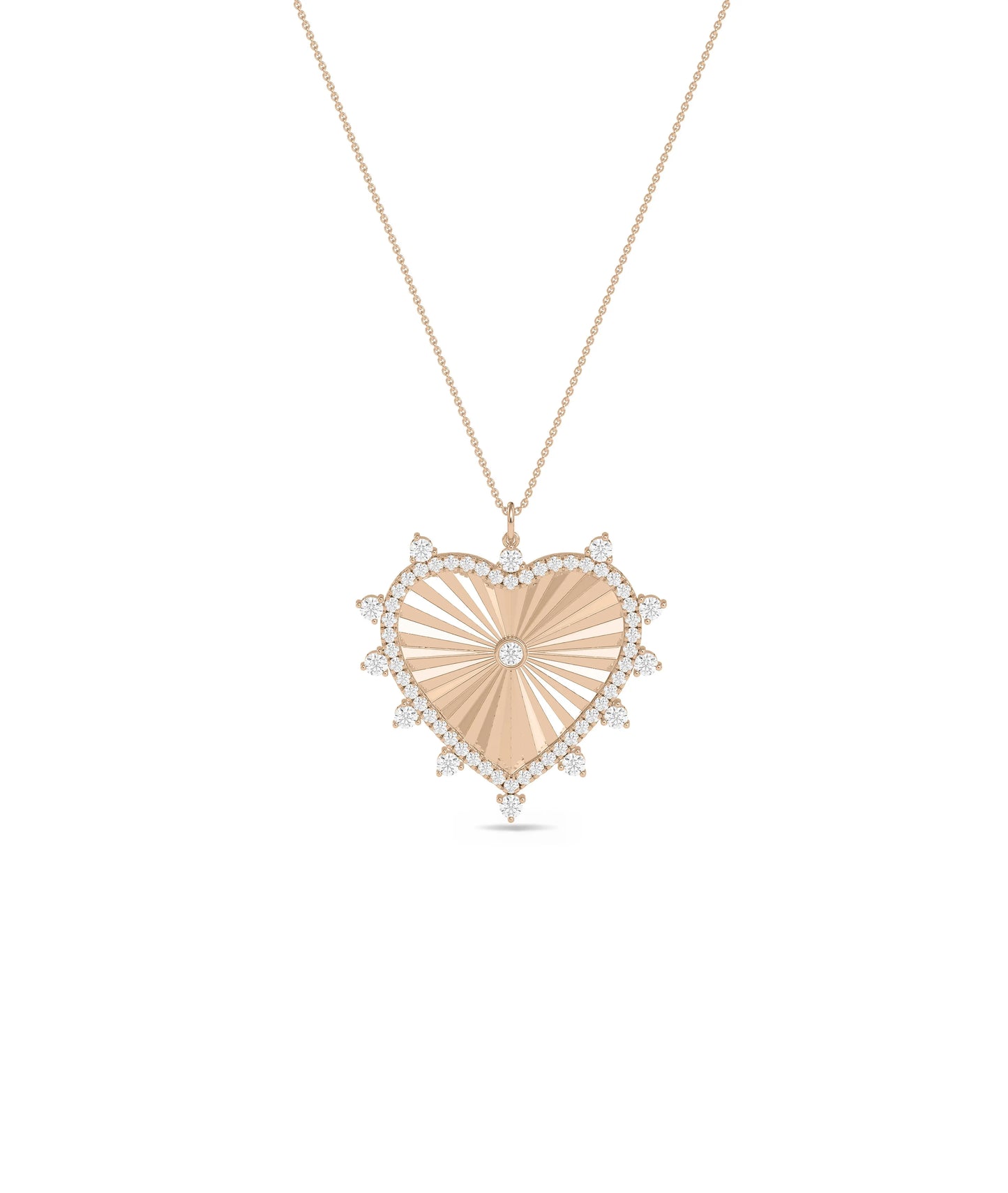Rose gold Diamond Fluted Heart Medallion featuring texture sparkle