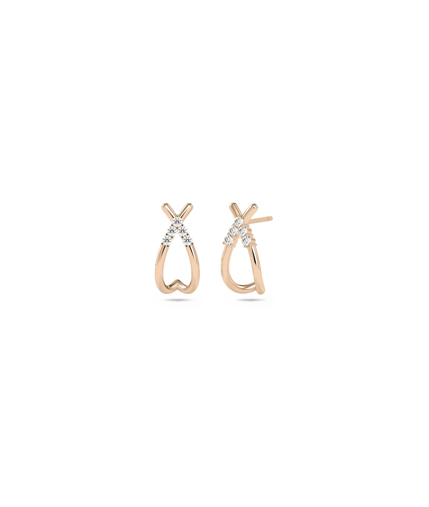 Rose gold Diamond Knot Stud Earring with sculptural interwoven knot and sparkle