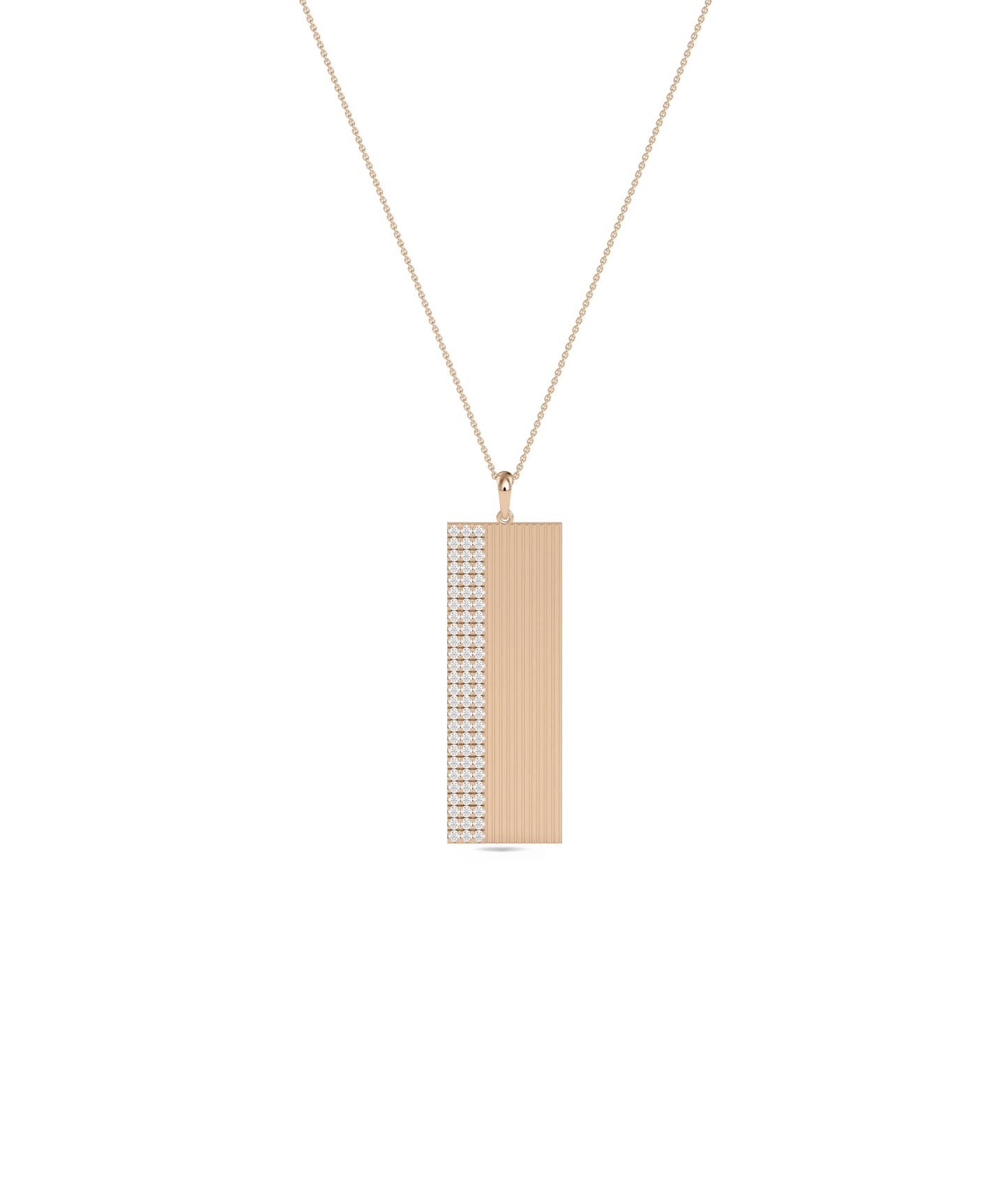 Rose gold Diamond Pave Bar Fluted Charm featuring texture sparkle
