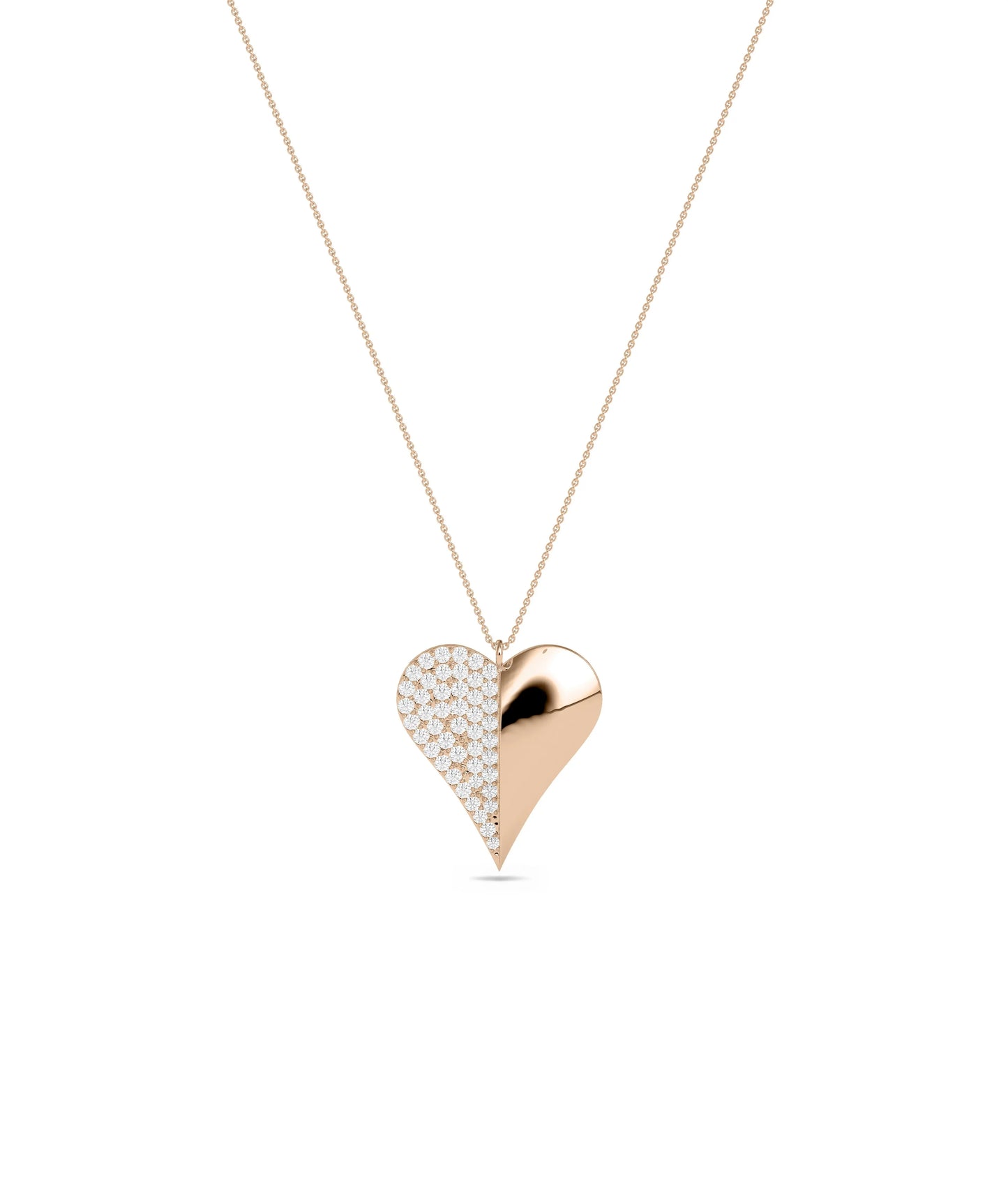 Rose gold Half Diamond Pave Half Gold featuring sparkle