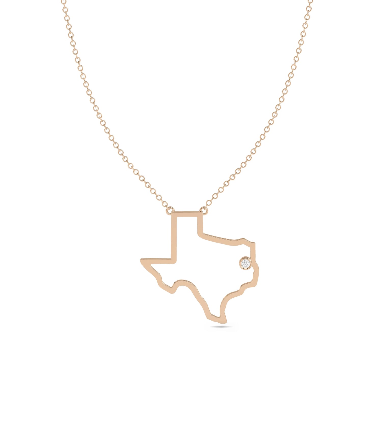 Rose gold States Outline Necklace featuring diamond