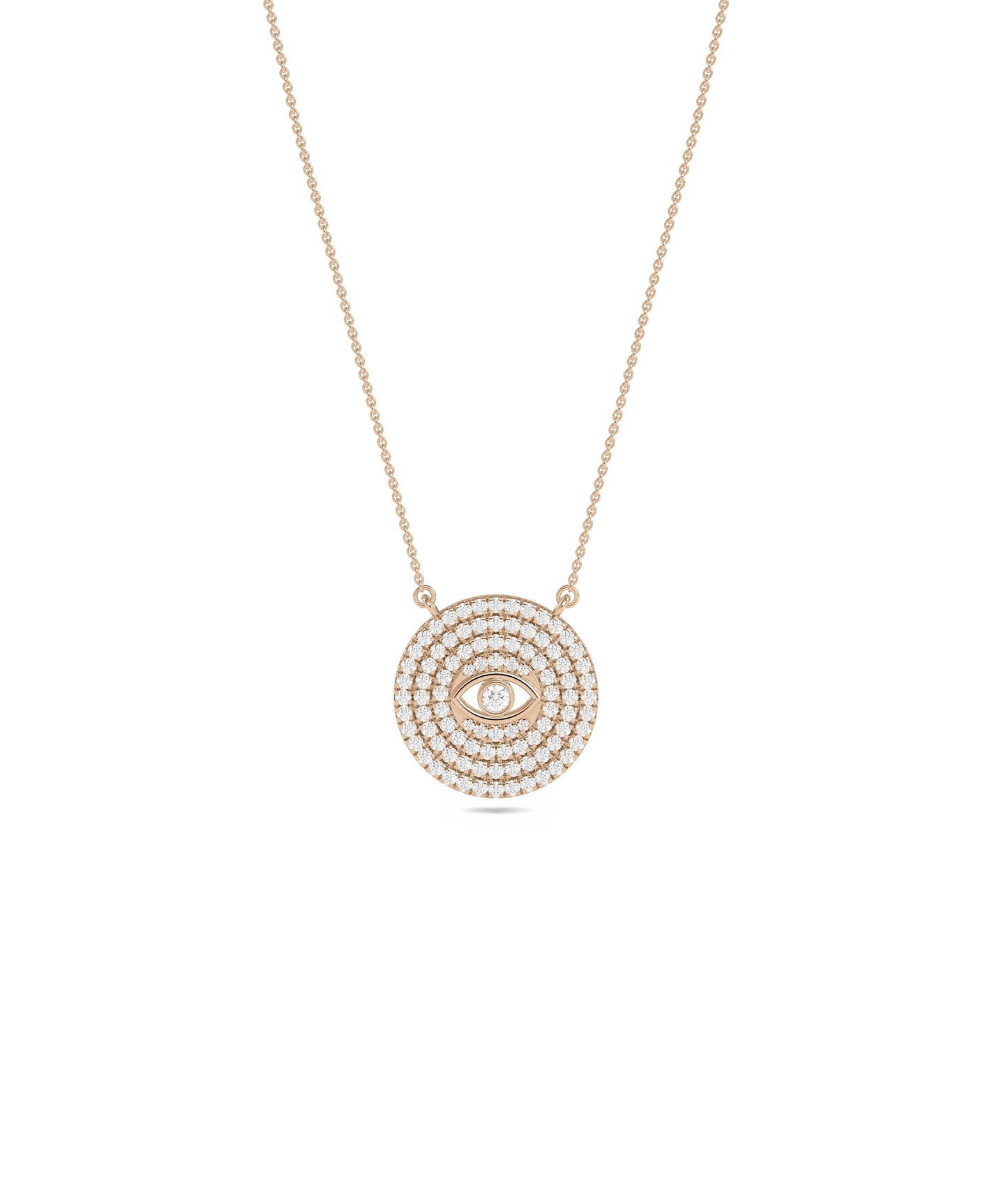 Rose gold Diamond Pave Evil Eye Circle featuring sparkle