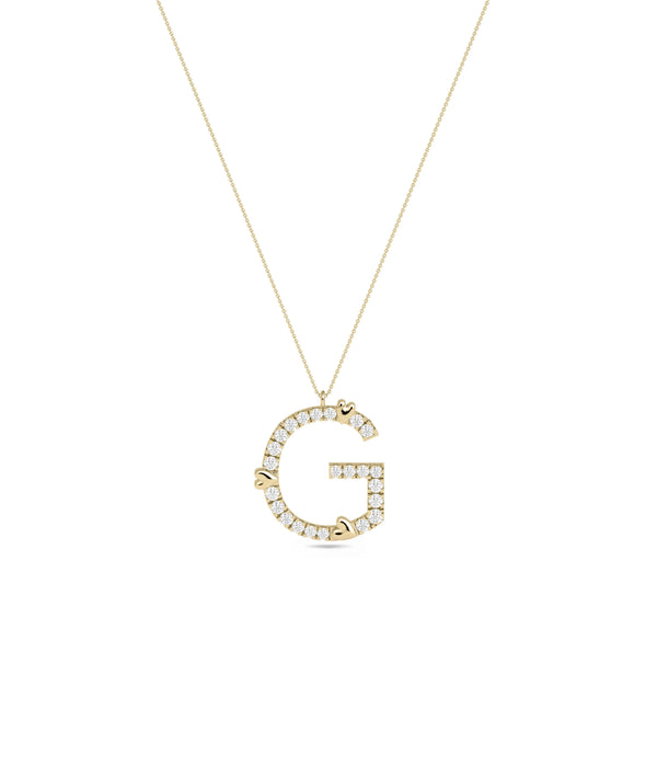 Size comparison showing all four Diamond Pave Initial with Heart options alternate view