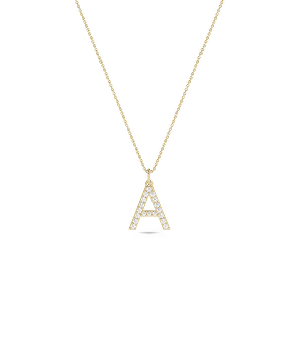Diamond Pave Initial Charm size comparison showing all six options alternate view