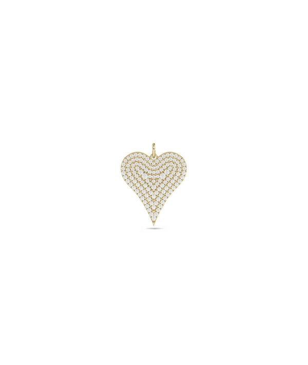 Diamond Pave Heart Charm in yellow gold showing continuous pav coverage