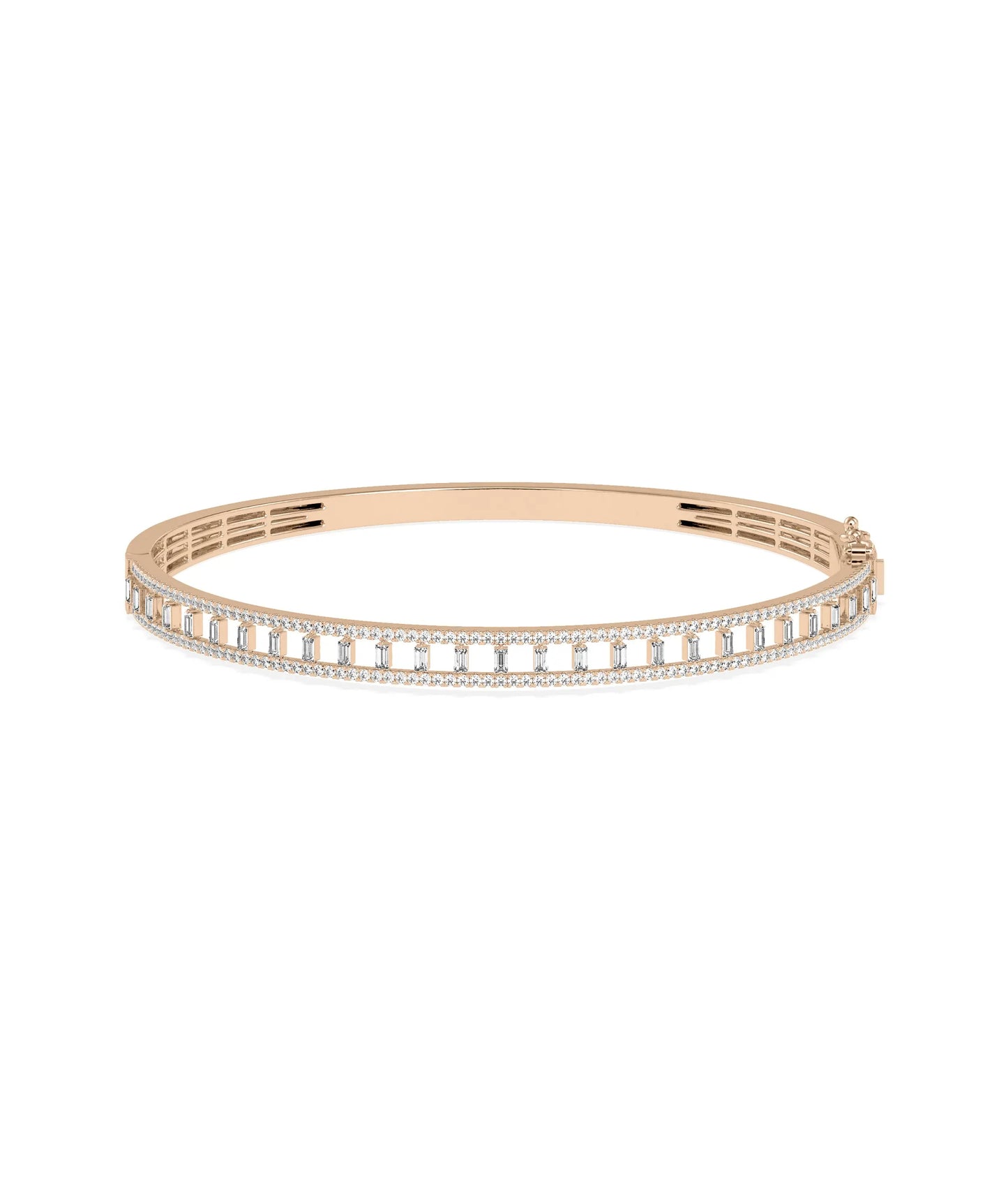 Round and Baguette Diamond Bangle - 79e | Everyday 14K Gold Jewelry