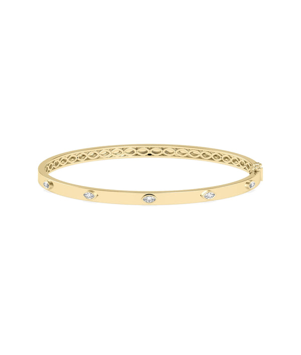 Diamond Station Bangle - 79e | Everyday 14K Gold Jewelry