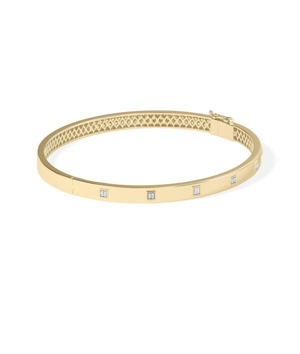 Diamond Station Bangle - 79e | Everyday 14K Gold Jewelry alternate view