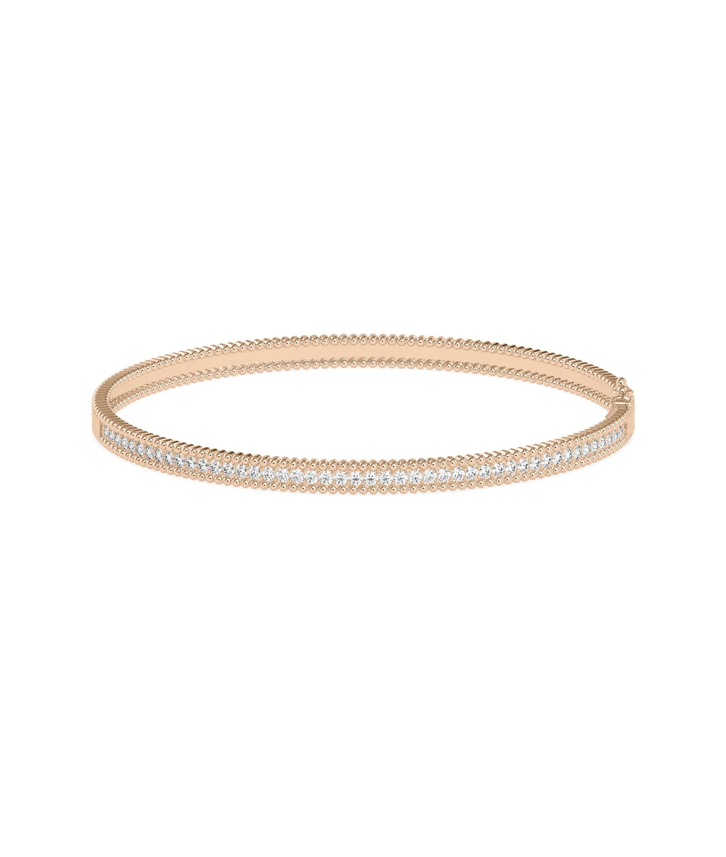 Diamond Beaded Channel Design Bangle - 79e | Everyday 14K Gold Jewelry