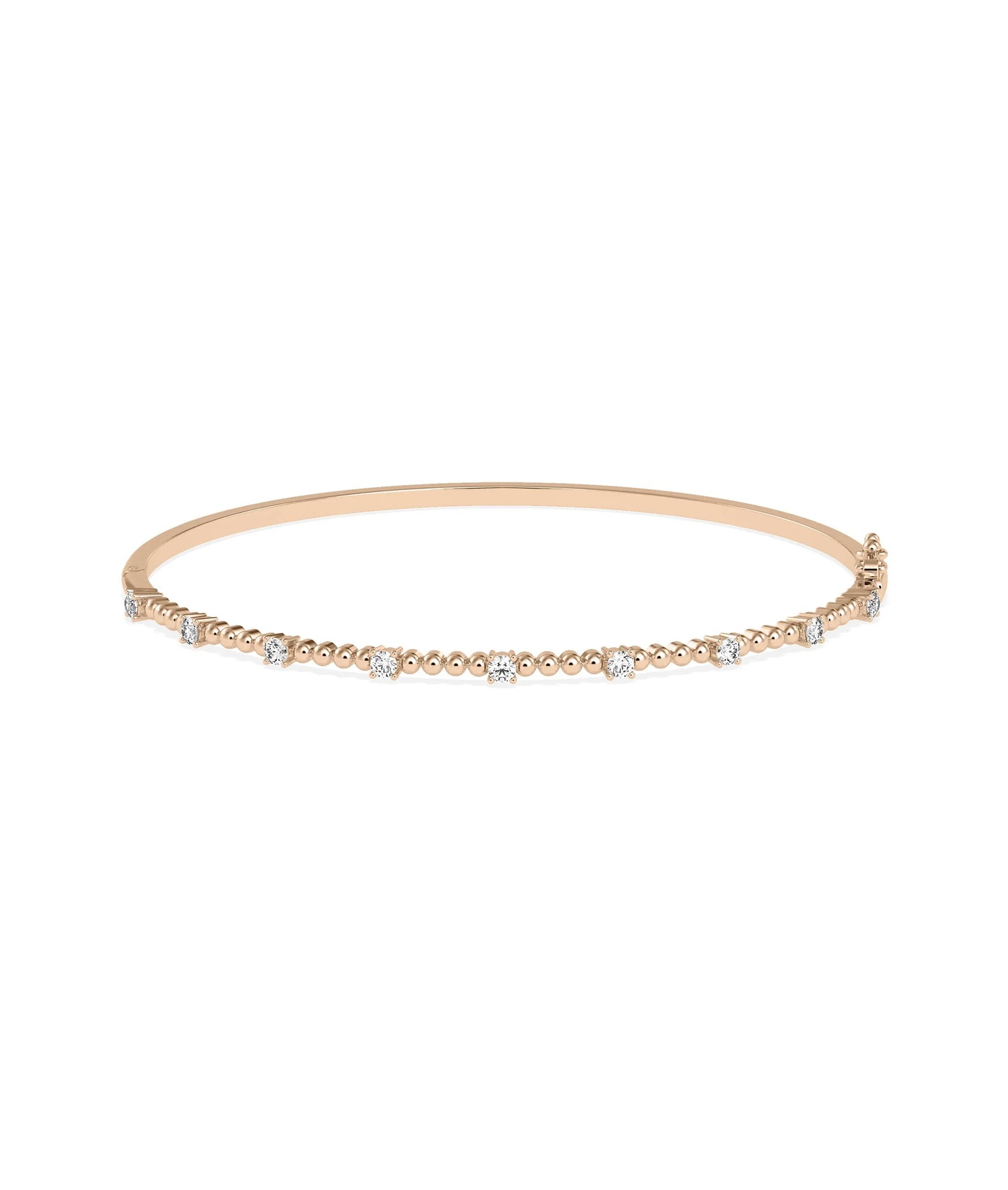Diamond Station Beaded Bangle - 79e | Everyday 14K Gold Jewelry