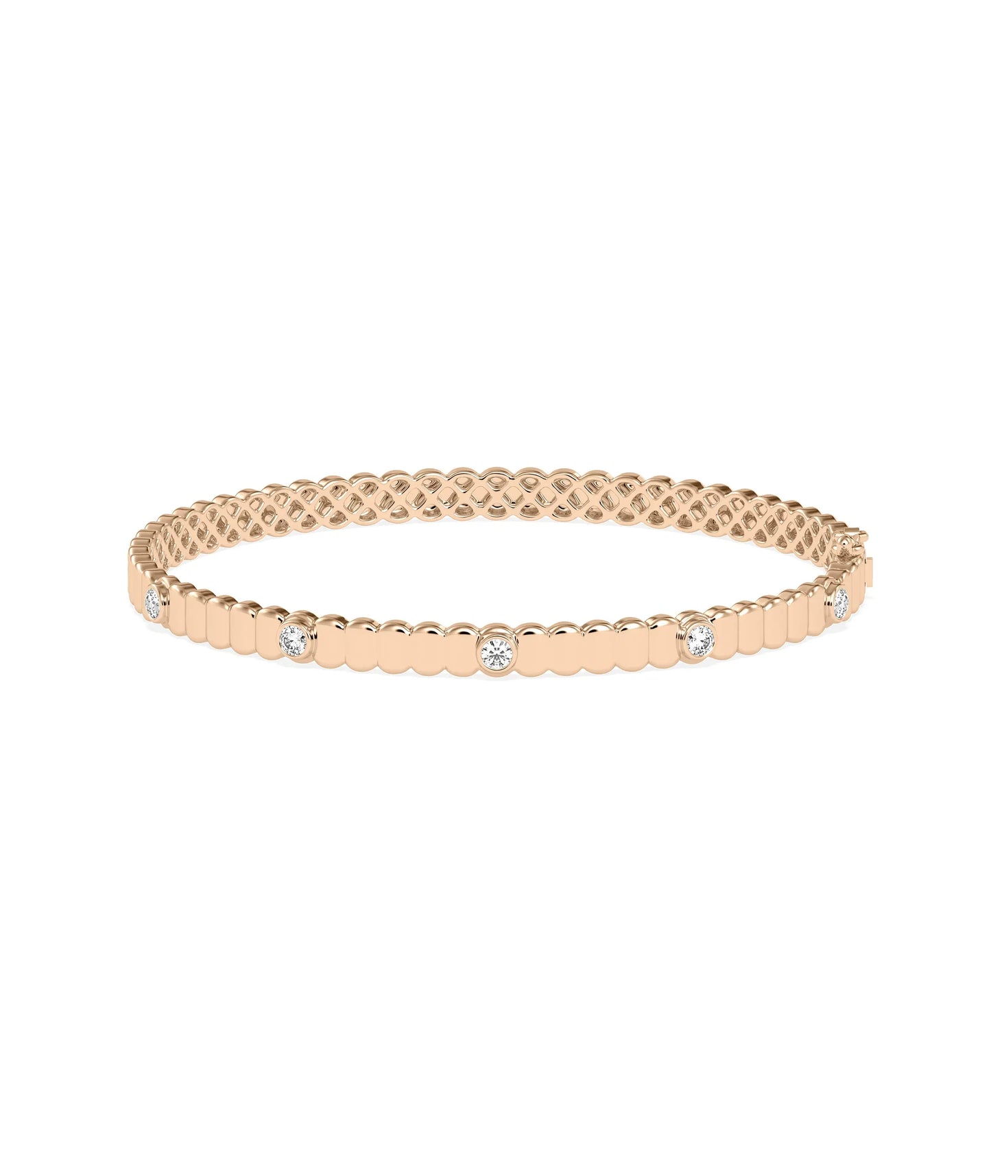 Fluted Diamond Bangle - 79e | Everyday 14K Gold Jewelry