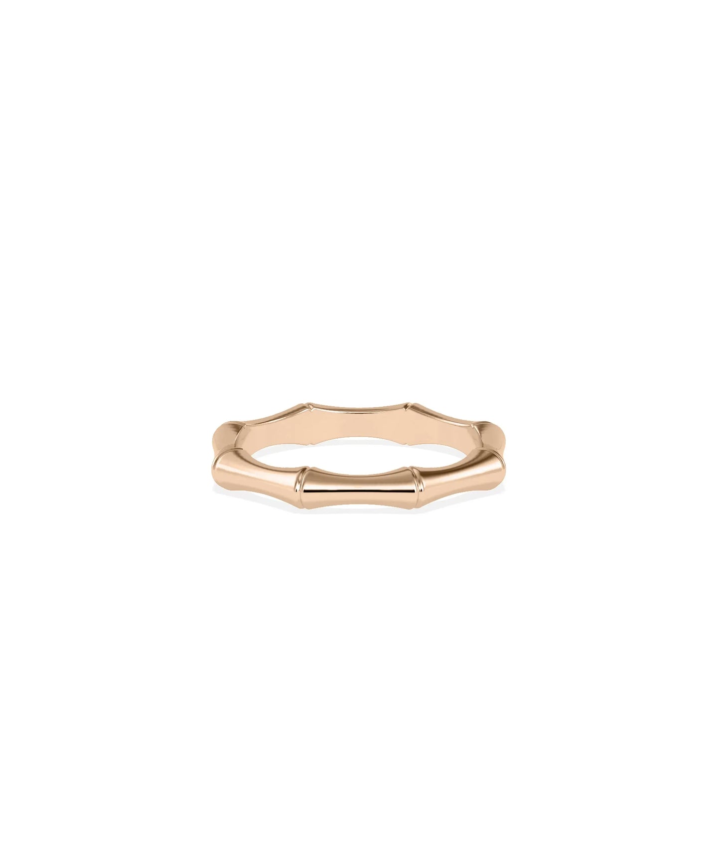 Rose gold bone ring featuring continuous eternity pattern and unique character