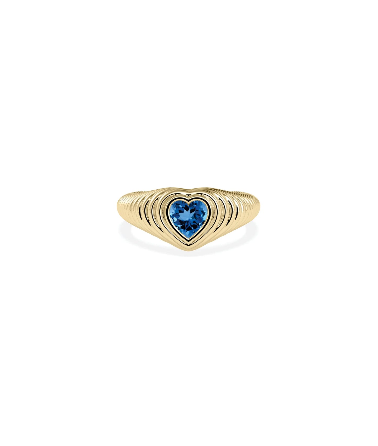 Birthstone Heart Fluted Ring - 79e | Everyday 14K Gold Jewelry