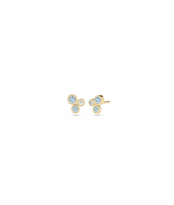 Birthstone and Diamond Cluster Stud Earring - 79e | Everyday 14K Gold Jewelry alternate view