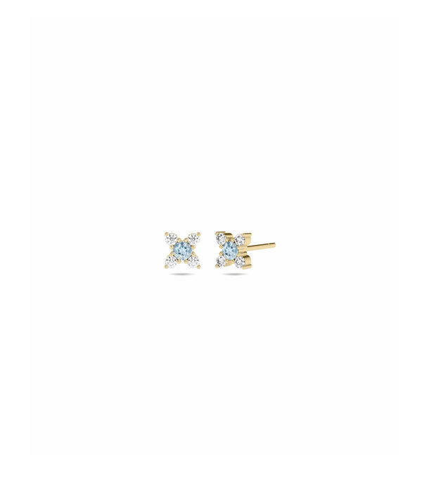 Birthstone and Diamond Flower Earring - 79e | Everyday 14K Gold Jewelry alternate view
