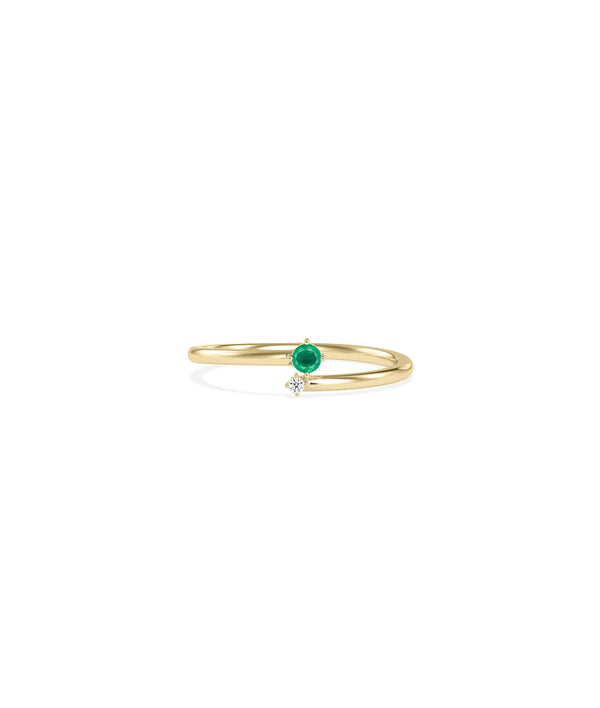 Birthstone and Diamond 2 Stone Ring - 79e | Everyday 14K Gold Jewelry alternate view