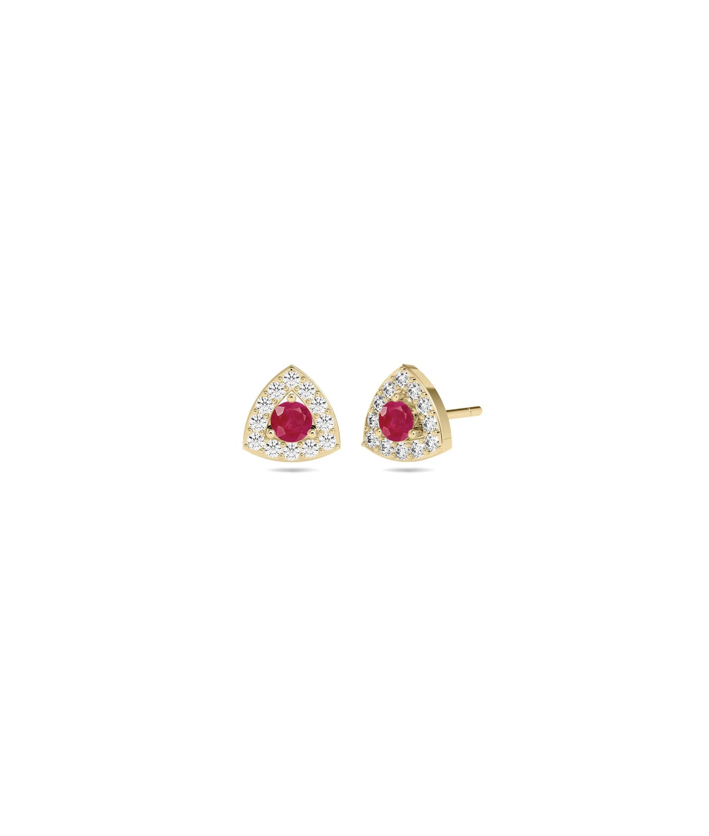 Birthstone and Diamond Halo Stud Earrings - 79e | Everyday 14K Gold Jewelry
