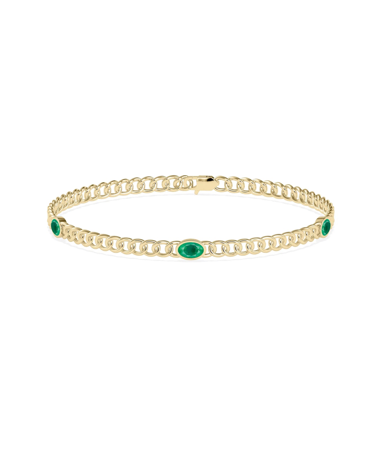 Birthstone Station Curb Link Bracelet - 79e | Everyday 14K Gold Jewelry