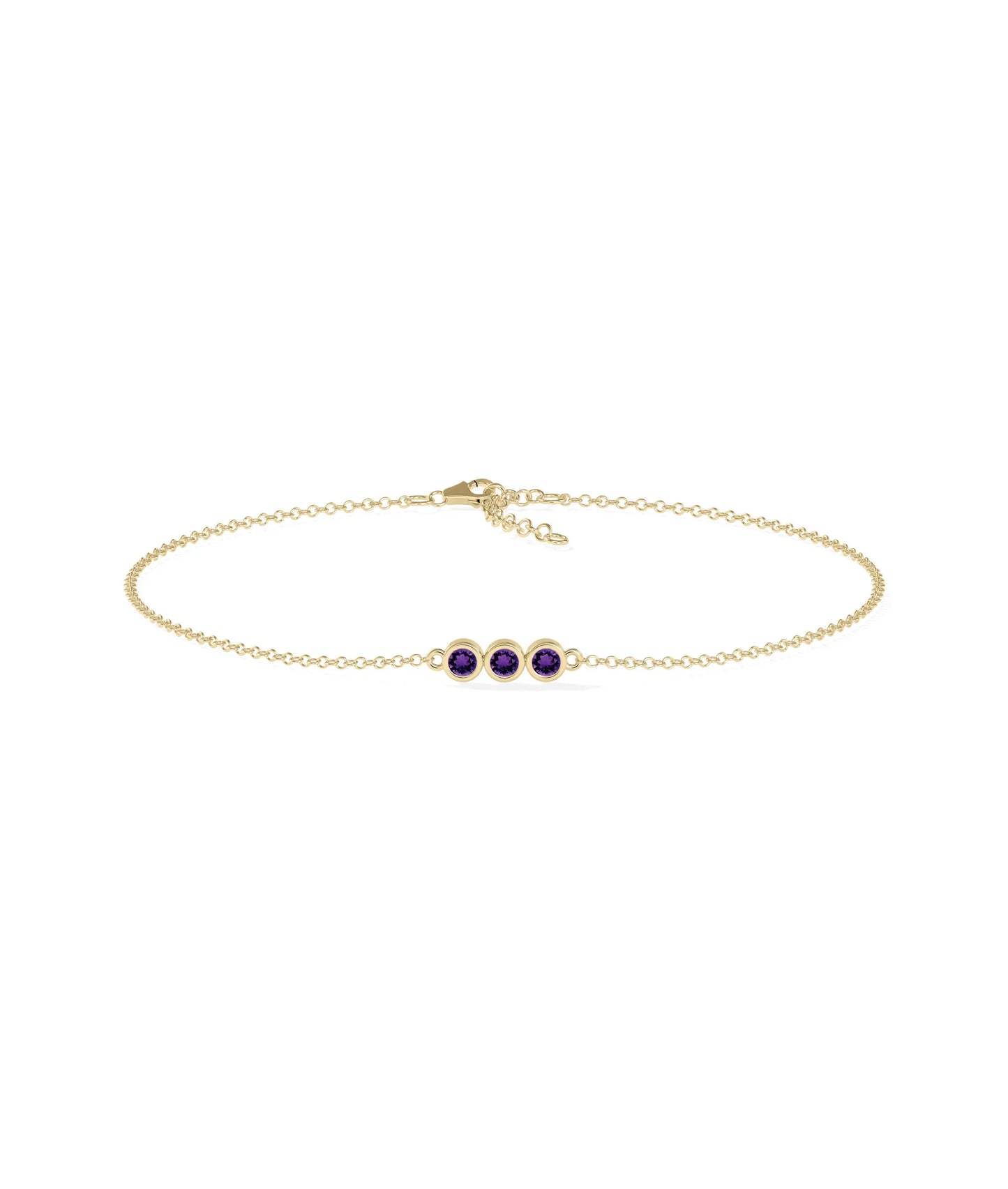 3 Stone Birthstone Bracelet - 79e | Everyday 14K Gold Jewelry