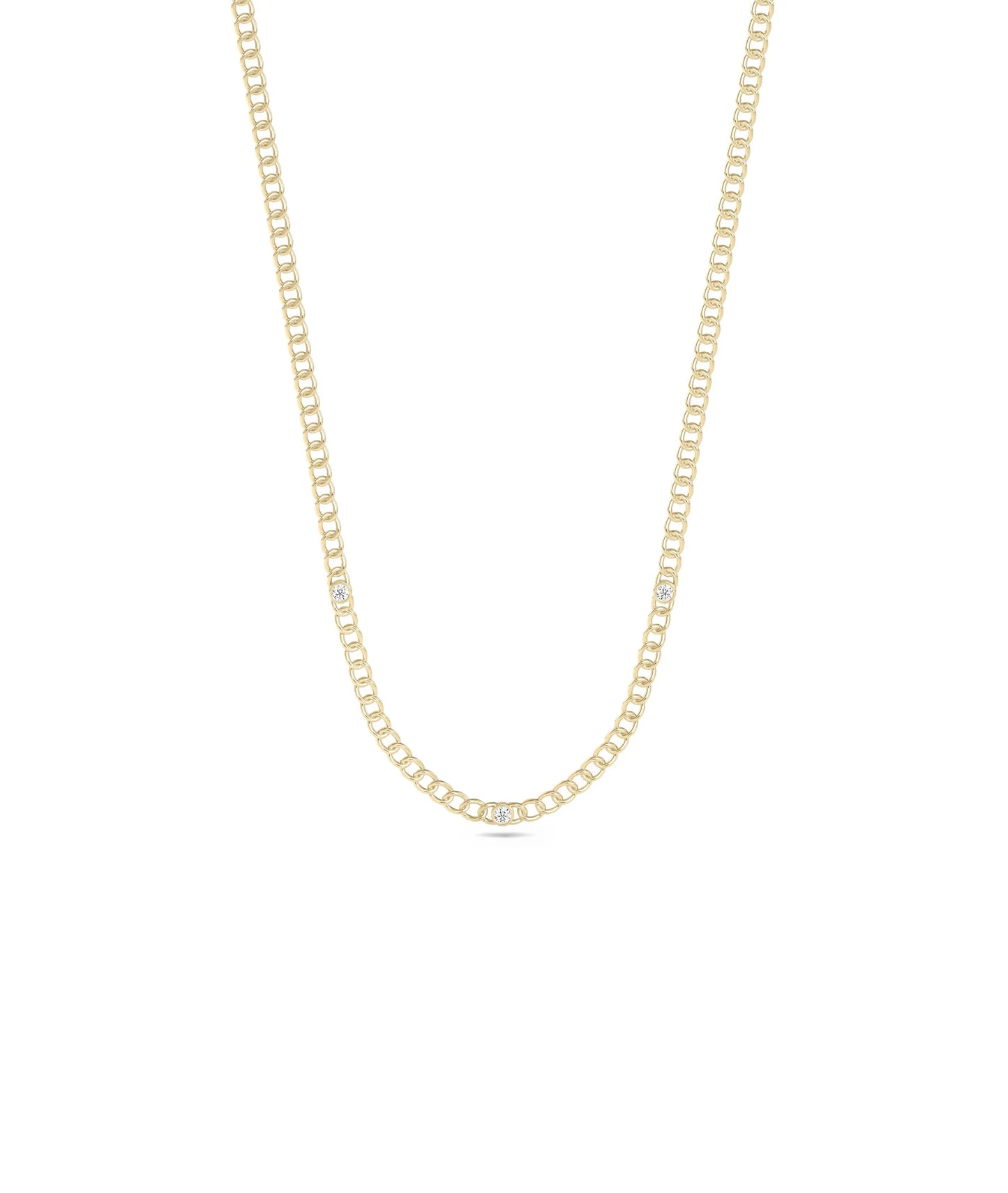 Birthstone Station Curb Link Necklace - 79e | Everyday 14K Gold Jewelry
