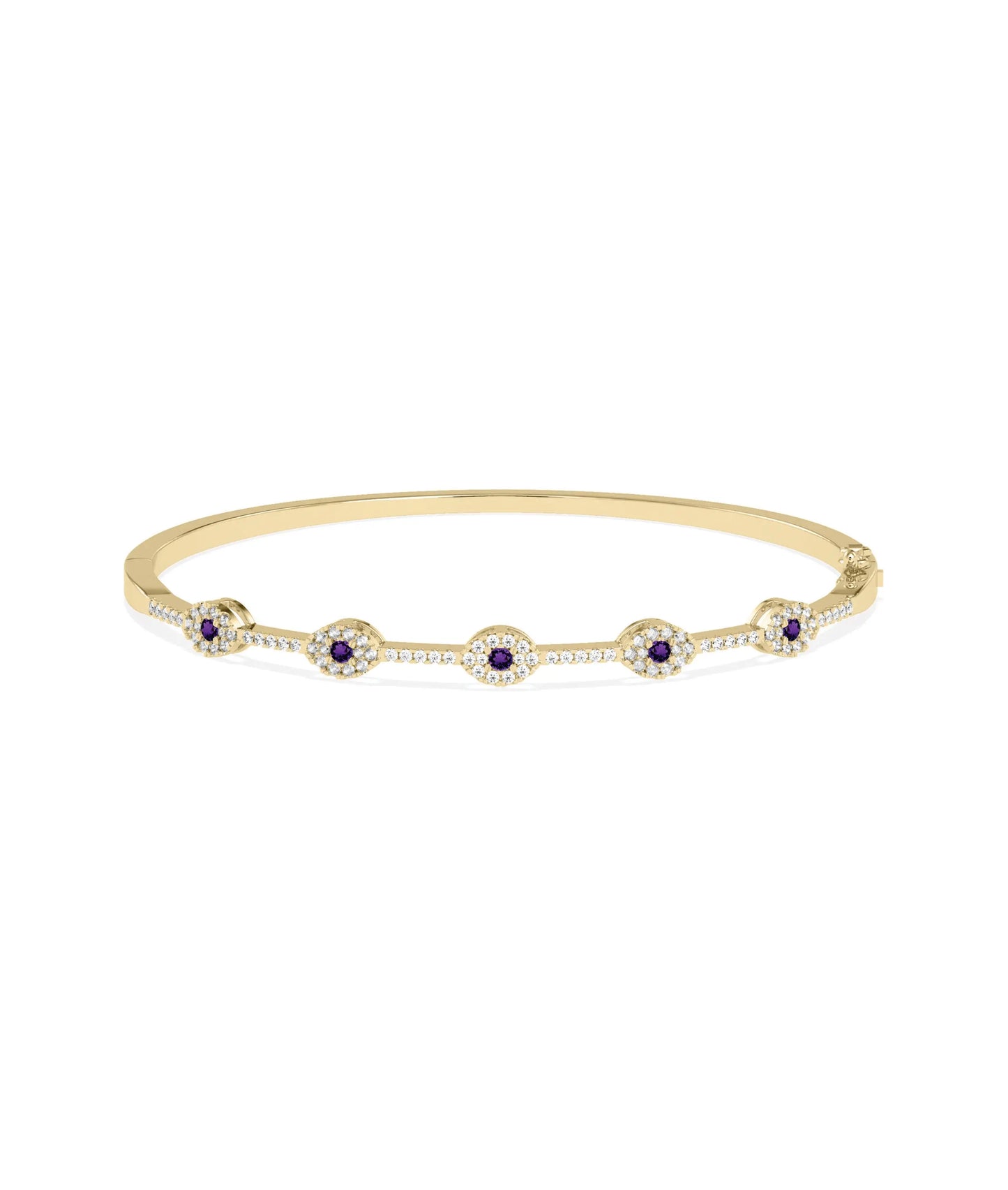 Birhstone and Diamond Evil Eye Bangle - 79e | Everyday 14K Gold Jewelry