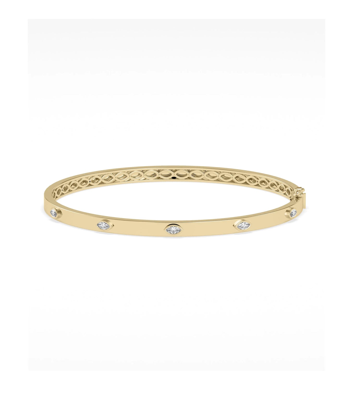 Birthstone Station Bezel Set Bangle - 79e | Everyday 14K Gold Jewelry