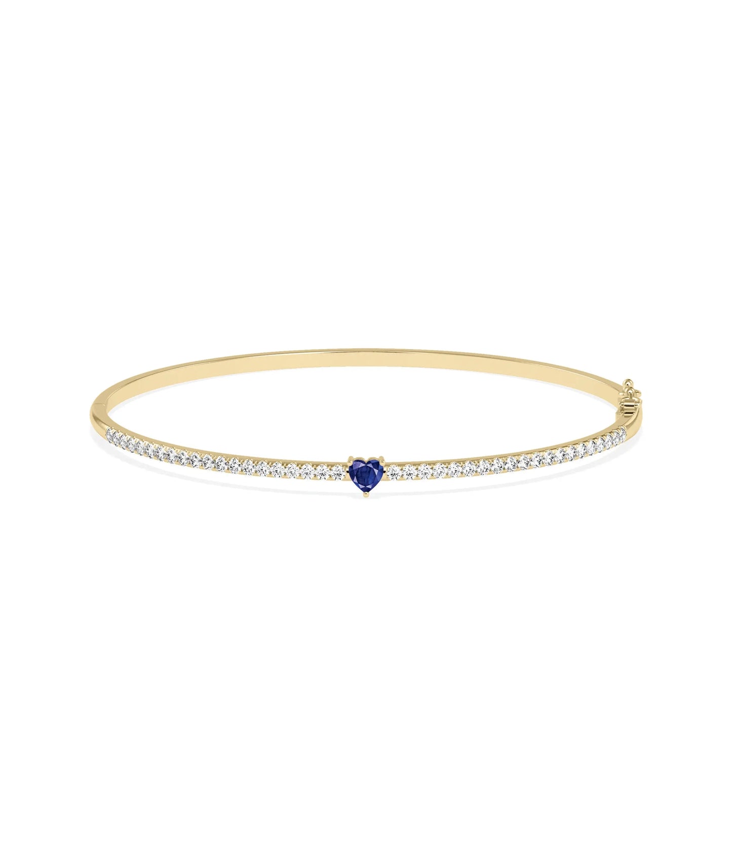 Birthstone and Diamond Heart Shape Bangle - 79e | Everyday 14K Gold Jewelry