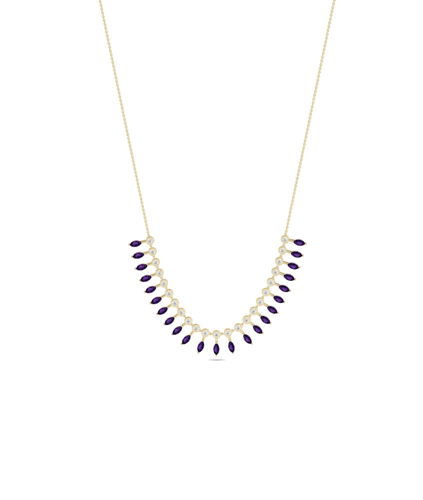 Birthstone and Diamond Layered Necklace - 79e | Everyday 14K Gold Jewelry