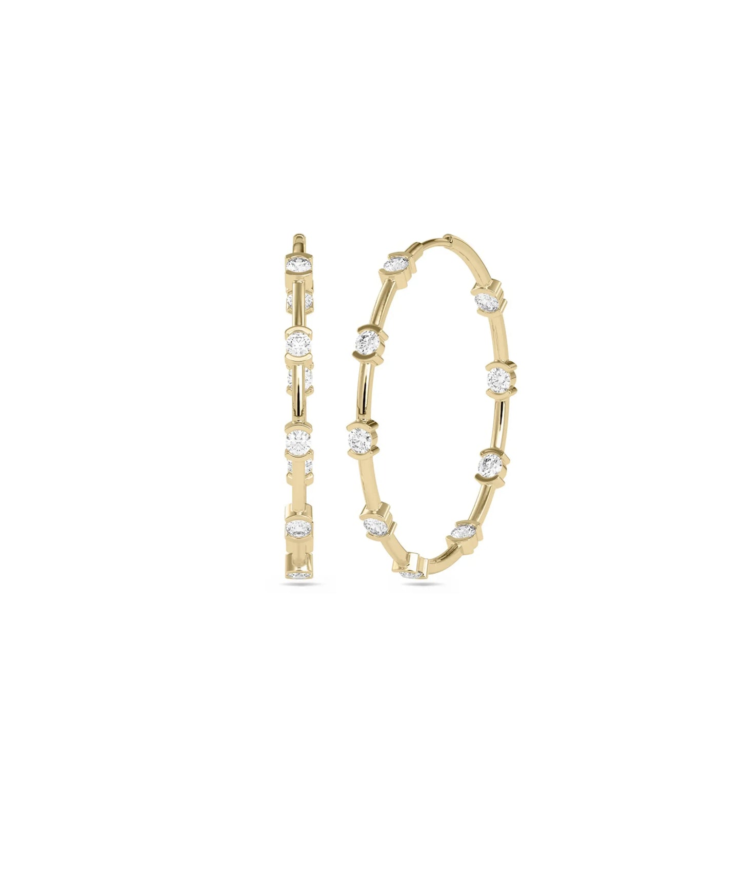 Birthstone Station Hoop Earring - 79e | Everyday 14K Gold Jewelry