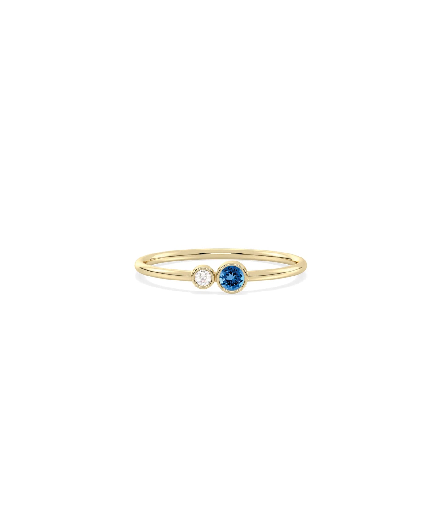 2 Stone Birthstone and Diamond Ring - 79e | Everyday 14K Gold Jewelry