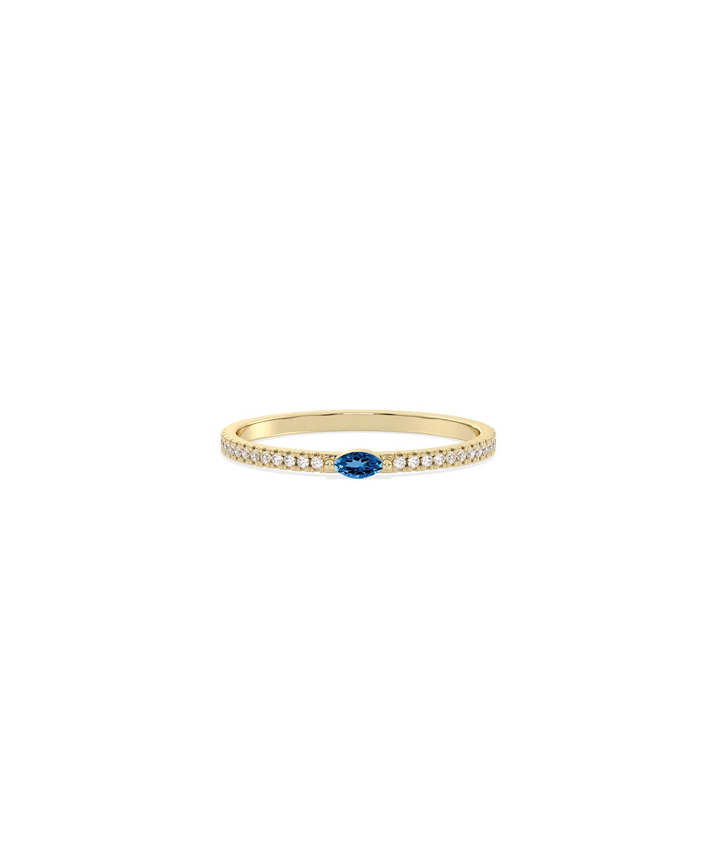 Birthstone and Diamond Band Ring - 79e | Everyday 14K Gold Jewelry