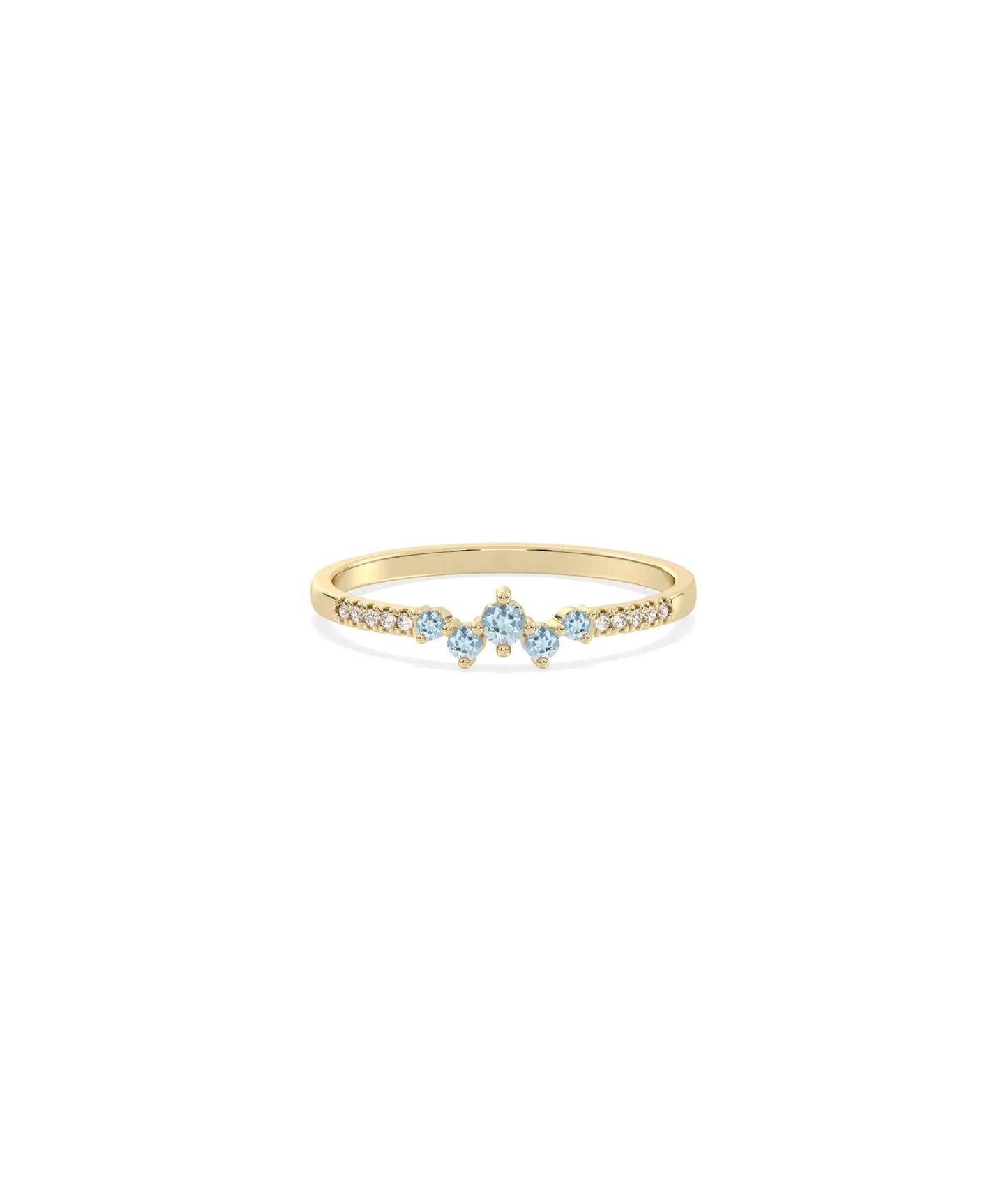 Birthstone Cluster and Diamond Band Ring - 79e | Everyday 14K Gold Jewelry