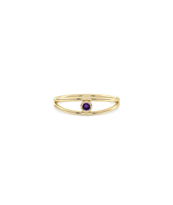 Birthstone Bezel Set Split Shank Ring - 79e | Everyday 14K Gold Jewelry alternate view