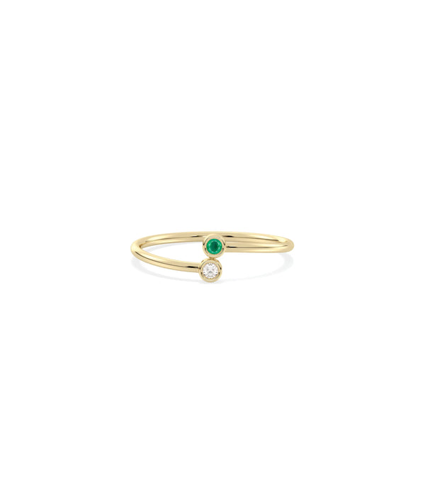 2 Stone Birthstone and Diamond Ring - 79e | Everyday 14K Gold Jewelry alternate view