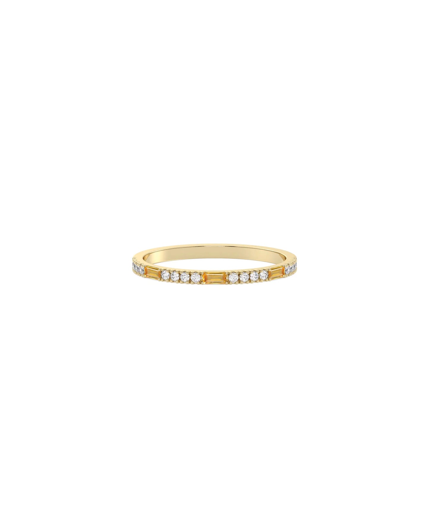 Birthstone Baguette and Diamond Band Ring - 79e | Everyday 14K Gold Jewelry